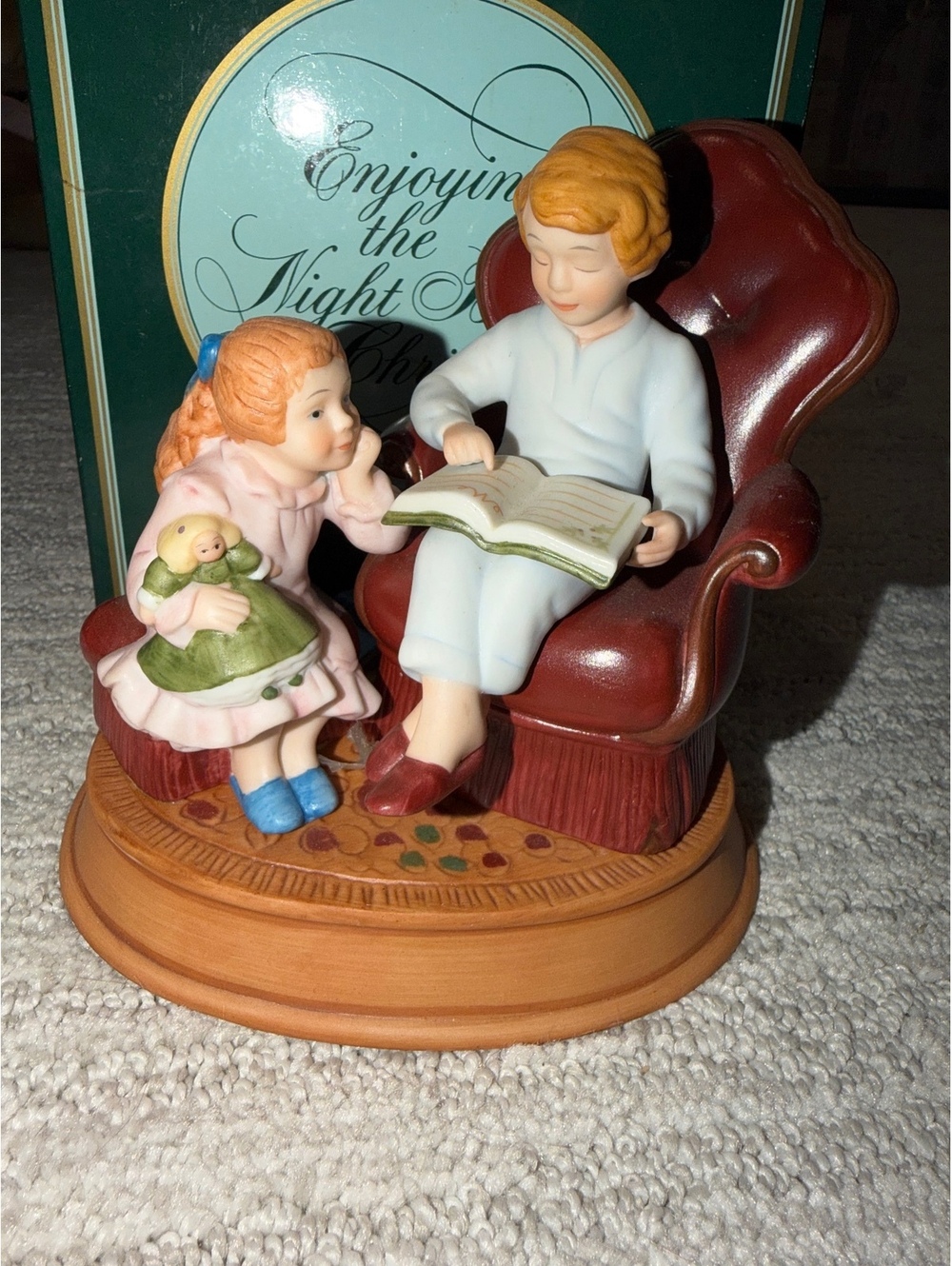 Avon Porcelain Bisque Enjoying the Night Before Christmas figurine